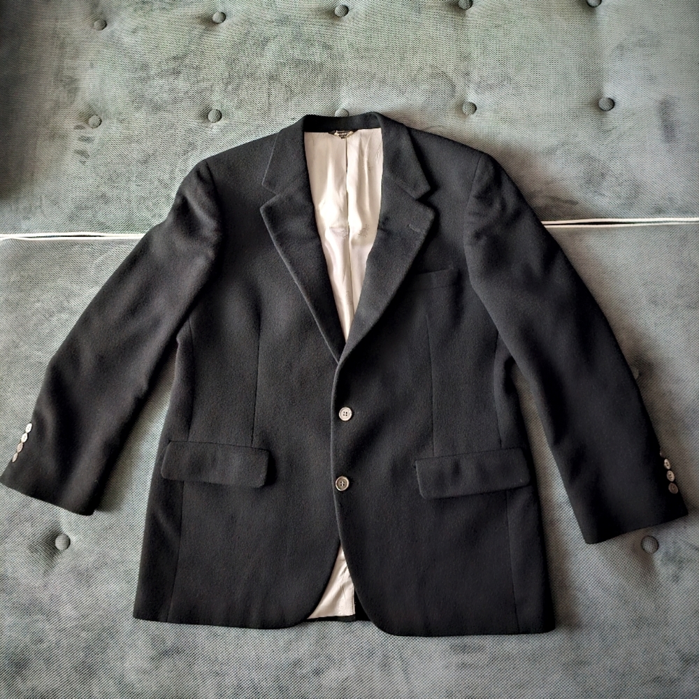 Mark Shale Mens  100% Cashmere Solid Black 2 Button Jacket  Large